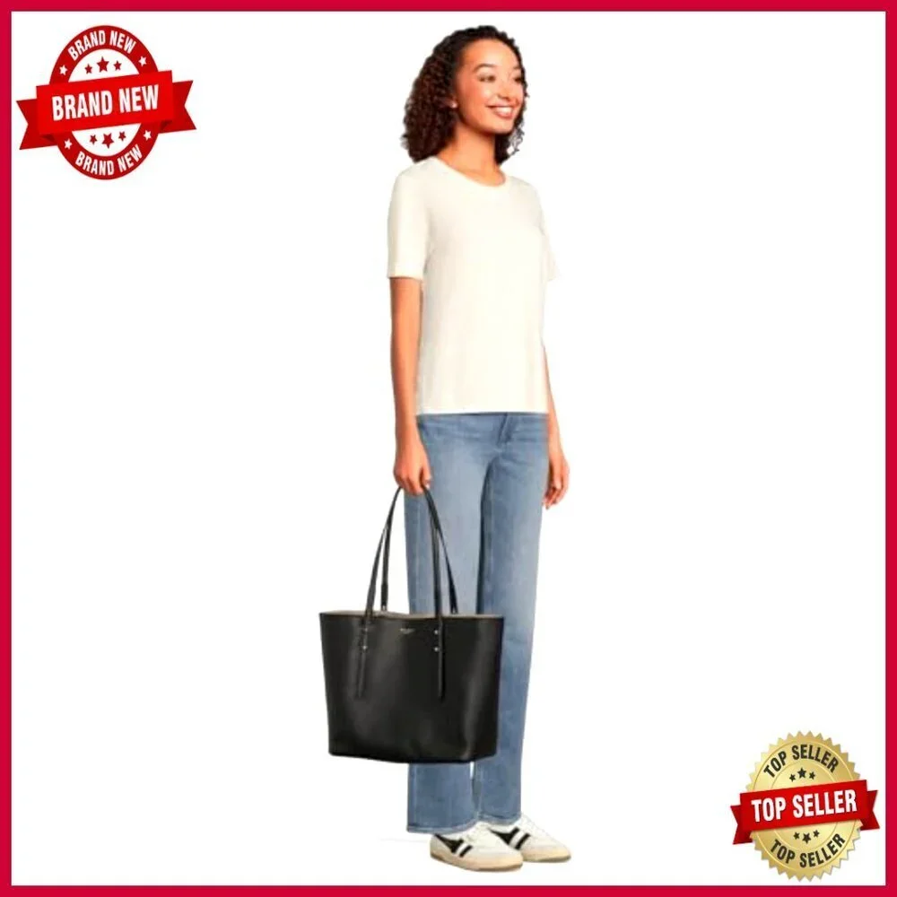 Large Leather Tote with Laptop Pocket, Multiple Compartments, Shoulder Strap